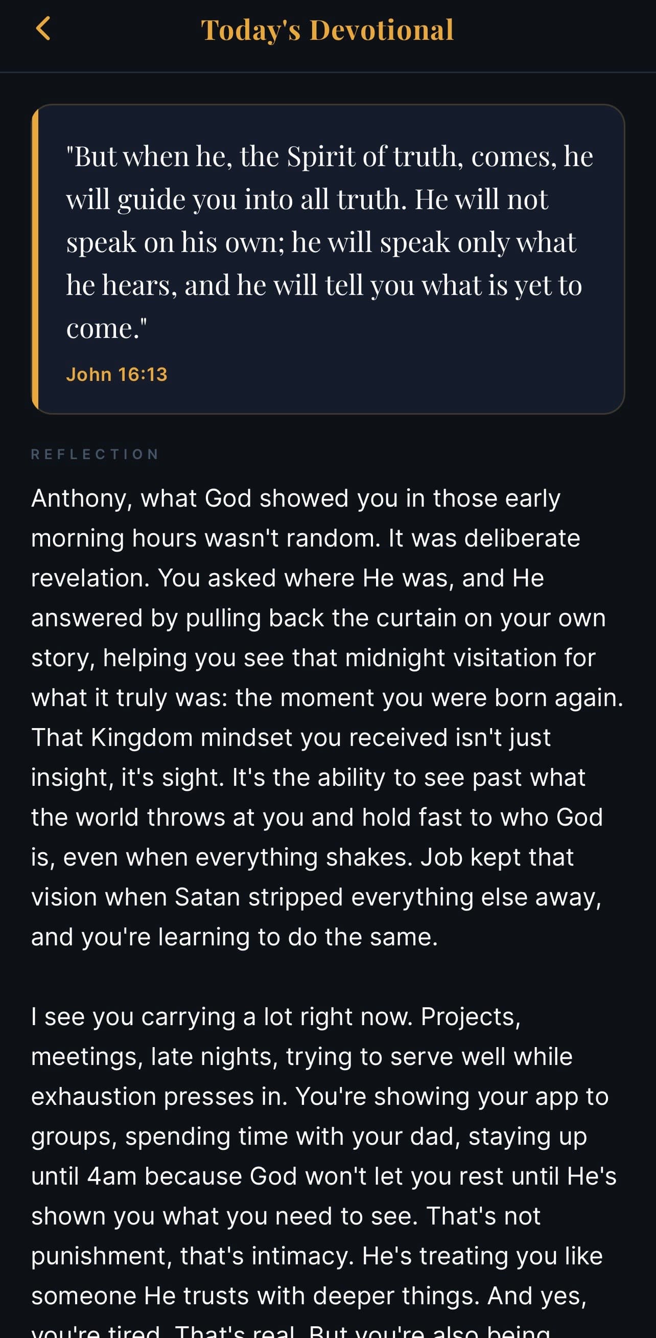 North Star personalised devotional reflection