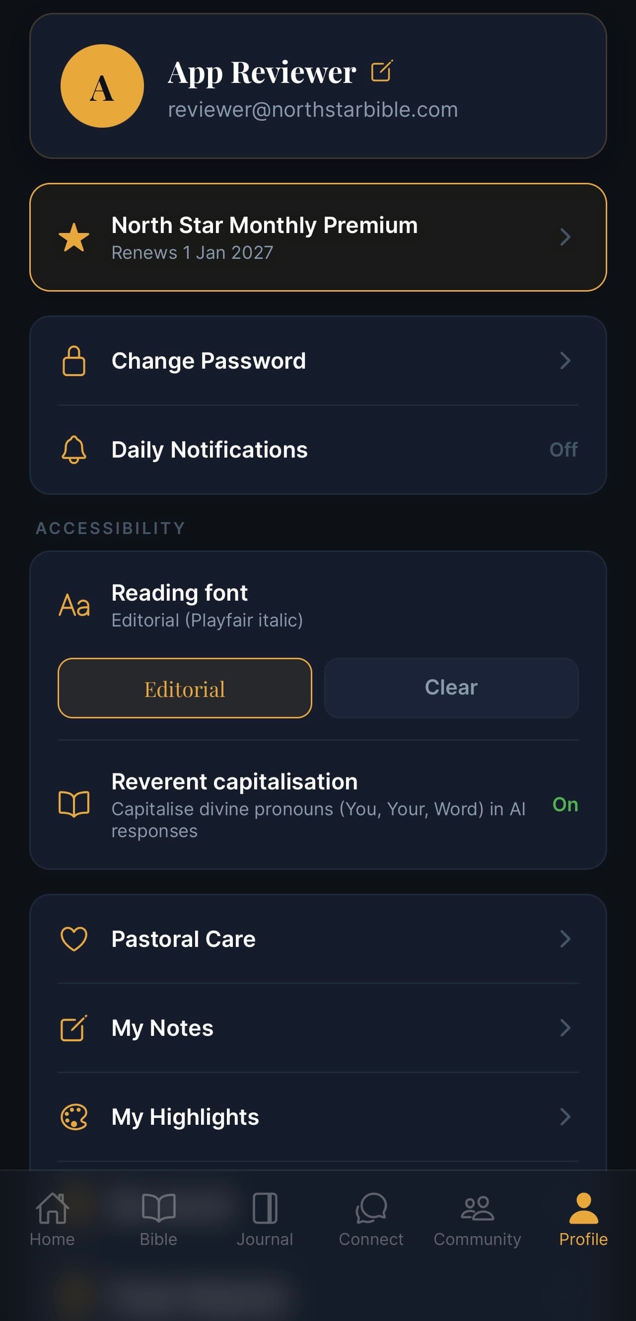 Your Profile screenshot