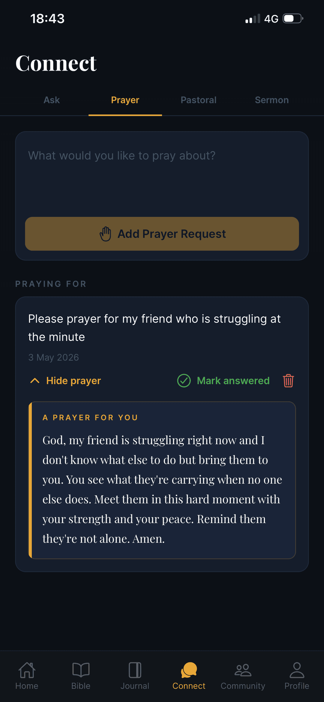 Prayer screen