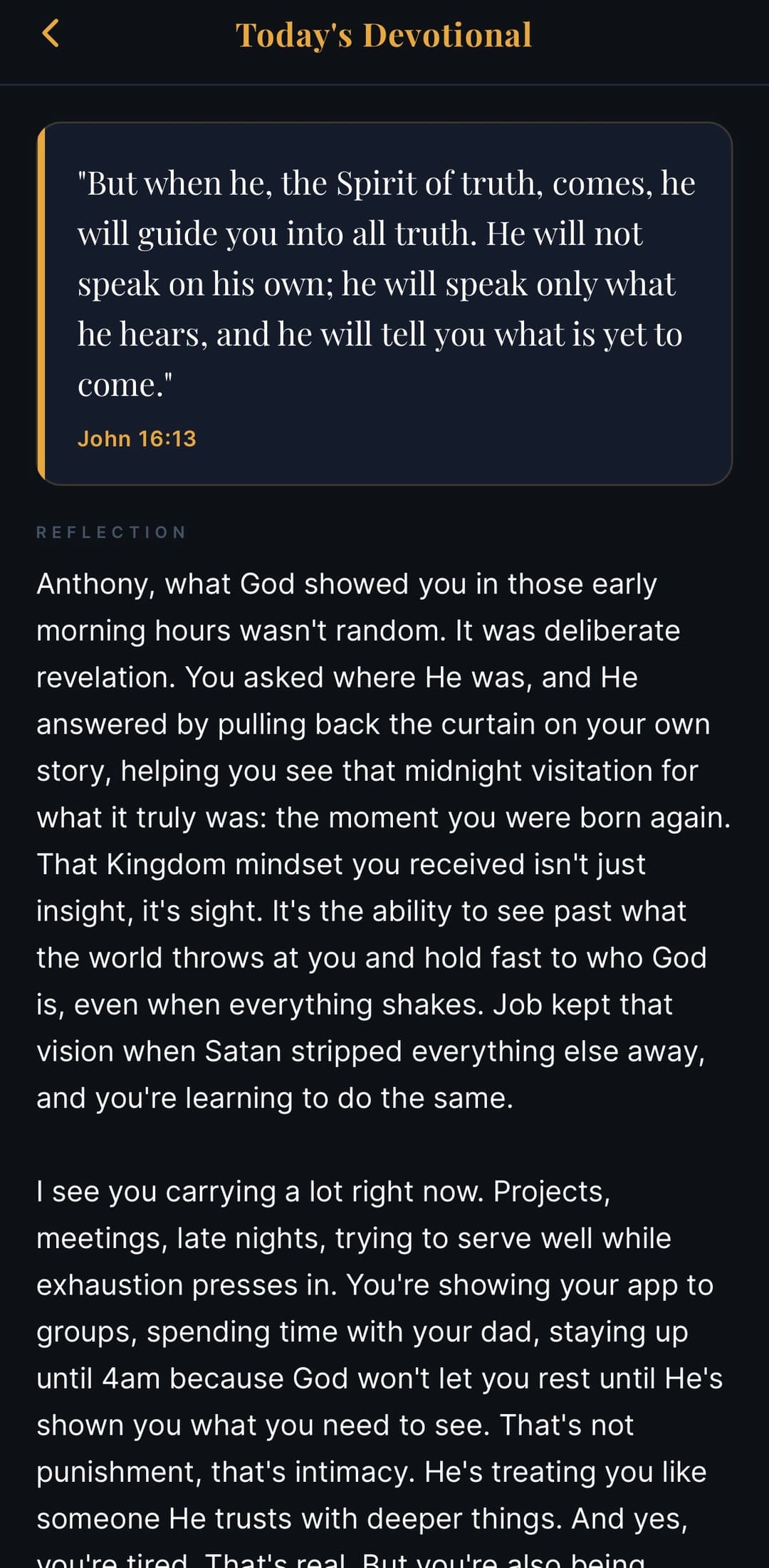 Daily devotional screen